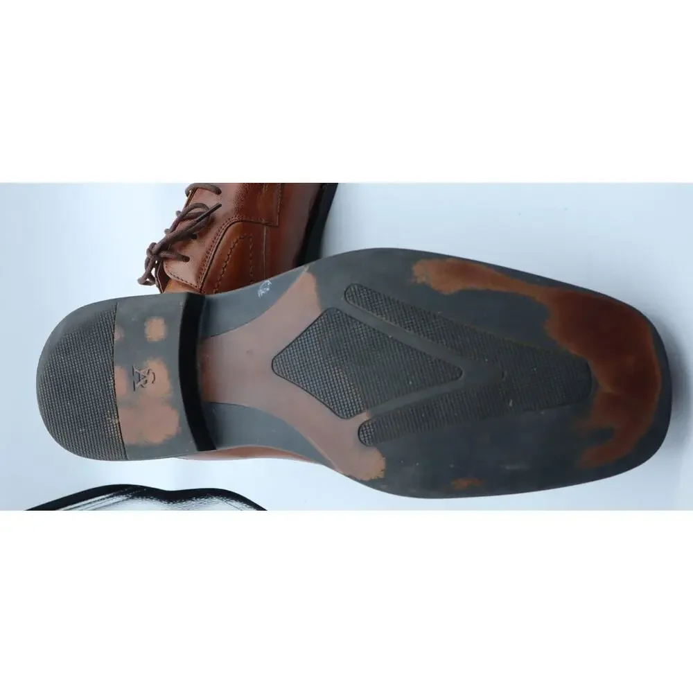Stacy Adams SQUARE TOE Brown Leather Oxford Dress Shoe Men 12 Lace Up Work